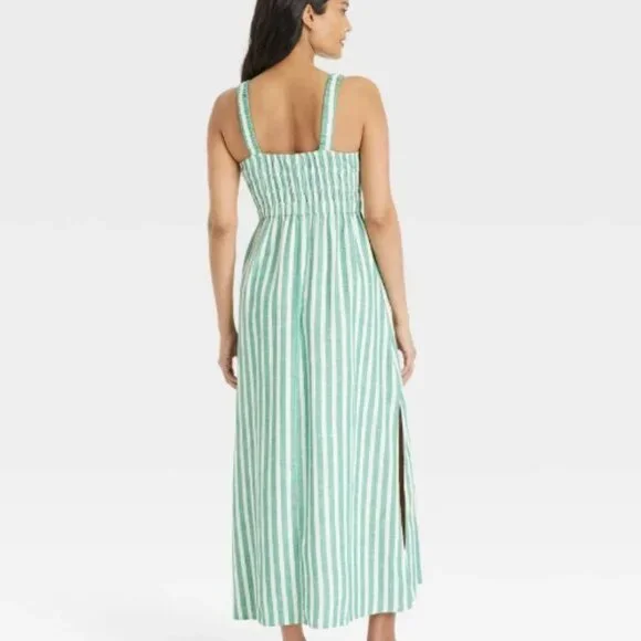 Universal Thread Women's Maxi A-Line Dress Green Striped XL - Picture 2 of 3